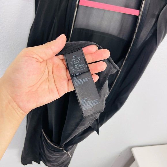 All Saints Jayda Zip Front Silk Dress Black Size XS - Picture 8 of 10